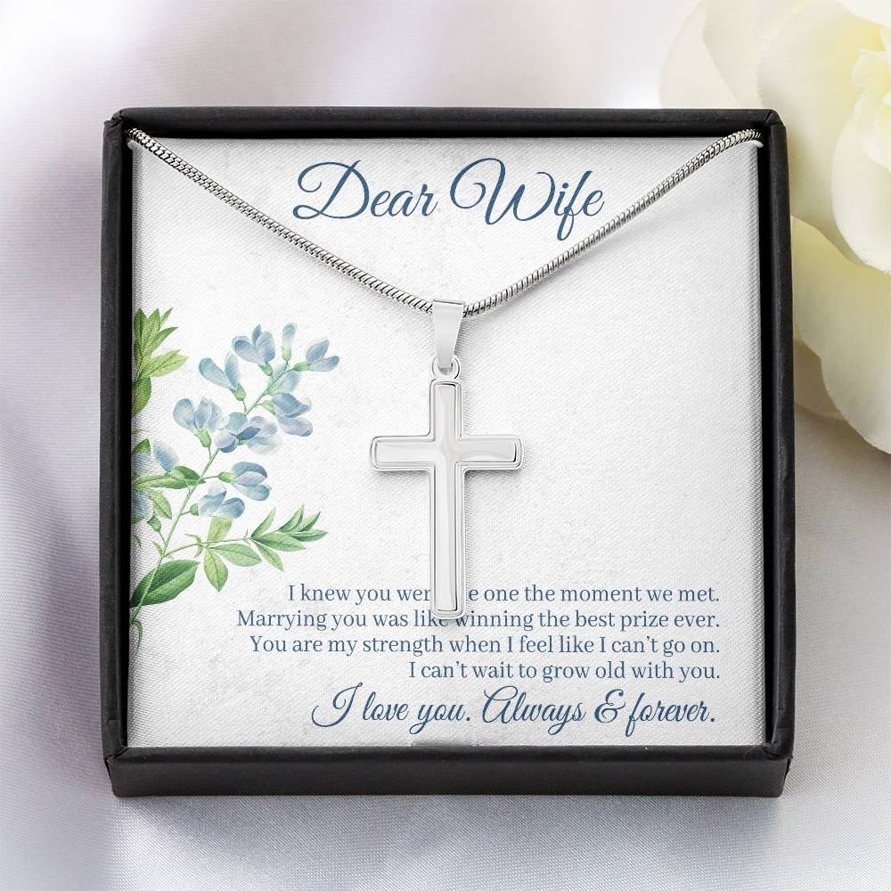 To Wife - I knew you were - Artisan Cross Necklace