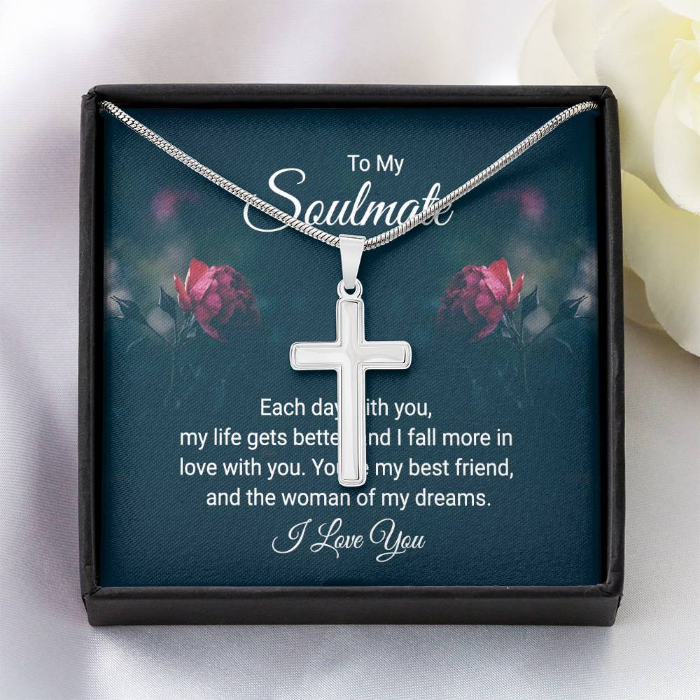 To Soulmate - Each day with you - Artisan Cross Necklace