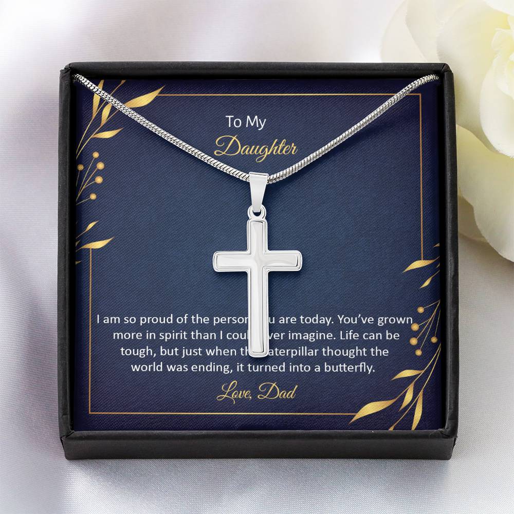 To Daughter - I am so proud - Artisan Cross Necklace