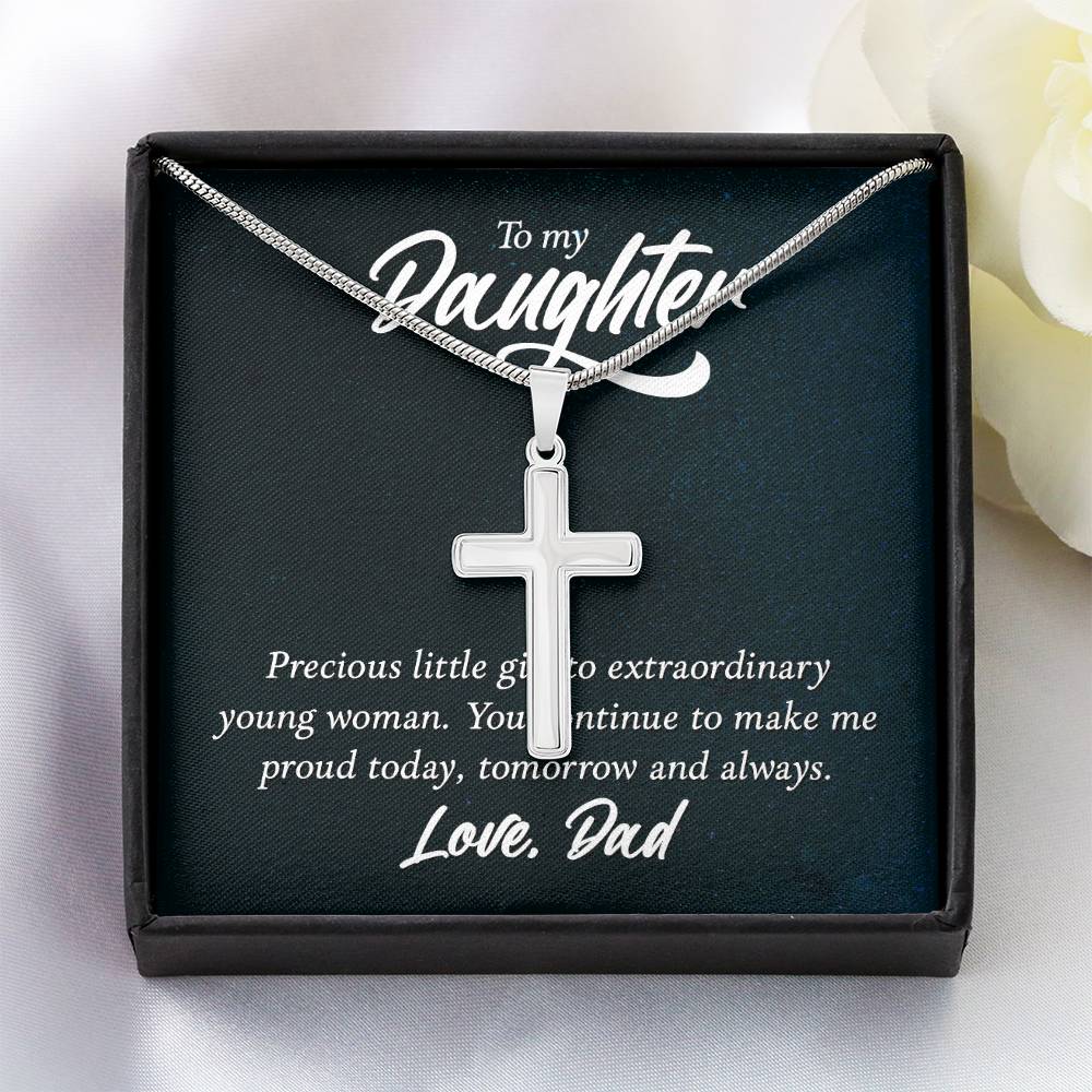 To Daughter - Precious little girl - Artisan Cross Necklace