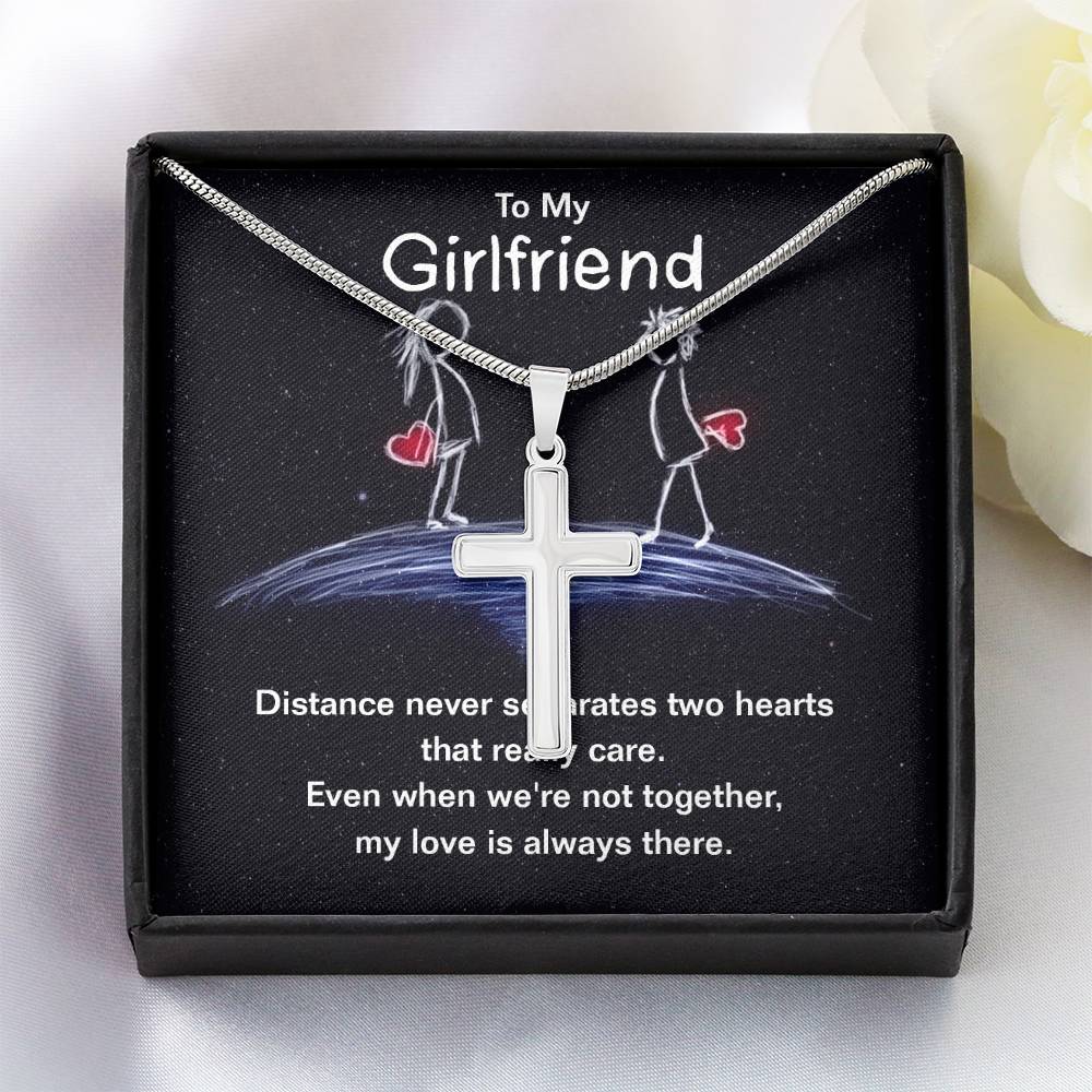 To Girlfriend - Distance never separates - Artisan Cross Necklace