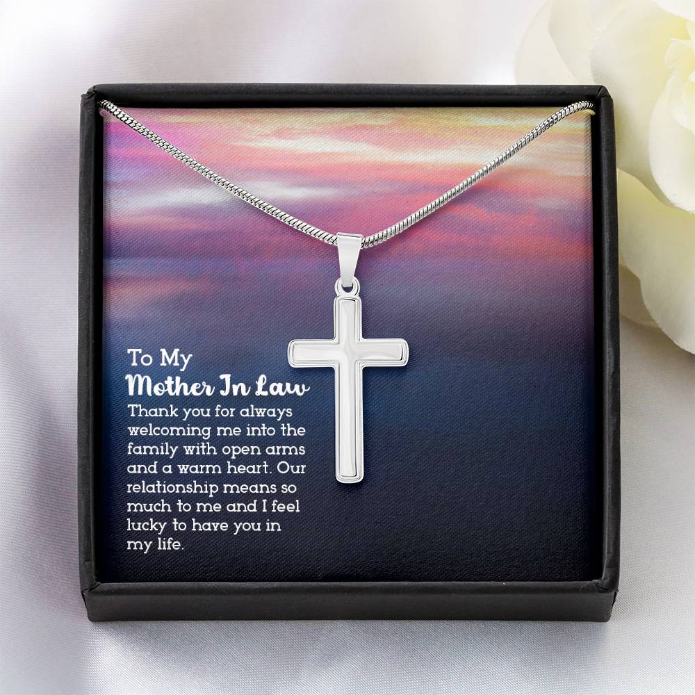 To Mother In Law - Thank you for always - Artisan Cross Necklace