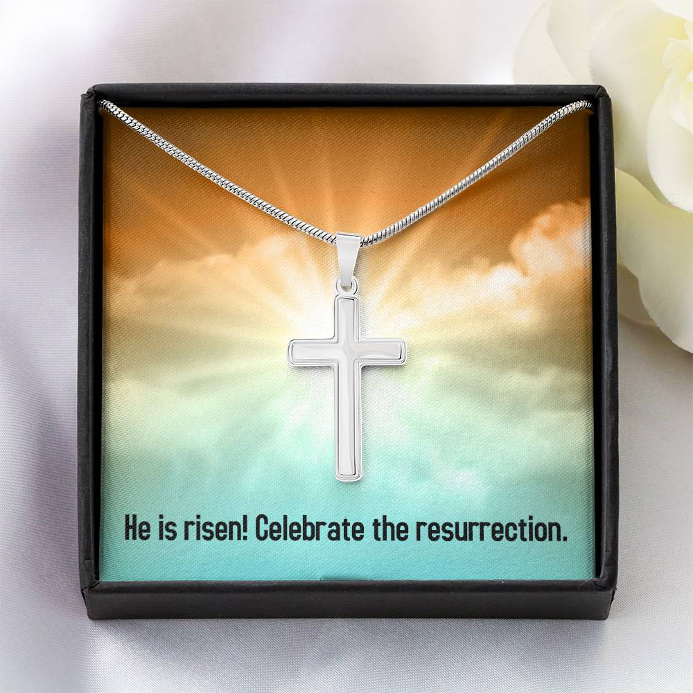 Easter - He is Risen - Artisan Cross Necklace