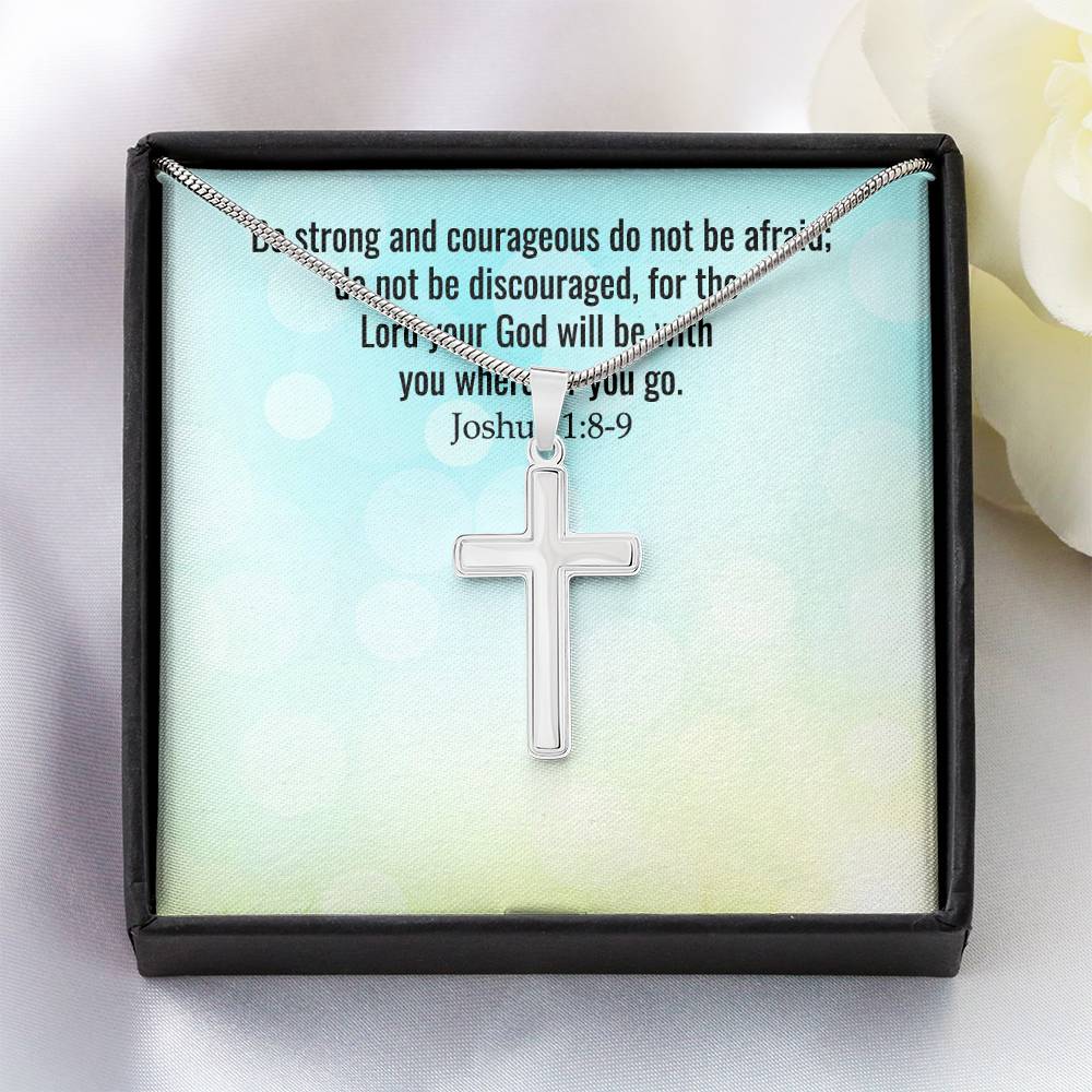 Verse - Joshua 1:8-9 - Artisan Cross Necklace