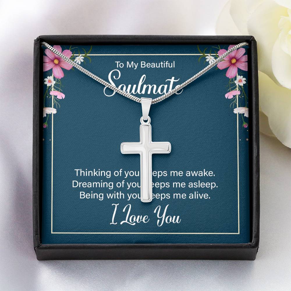 To Soulmate - Thinking of you - Artisan Cross Necklace