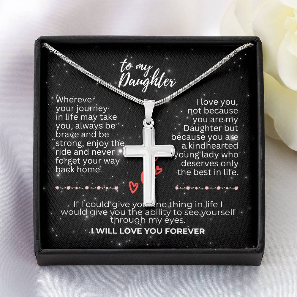 To Daughter - Wherever your journey - Artisan Cross Necklace