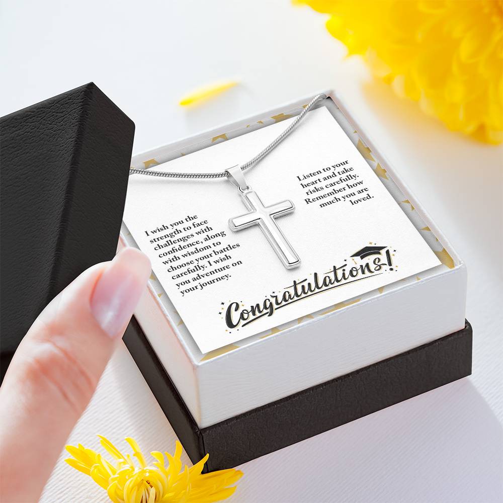 Graduation - I wish you the strength - Artisan Cross Necklace