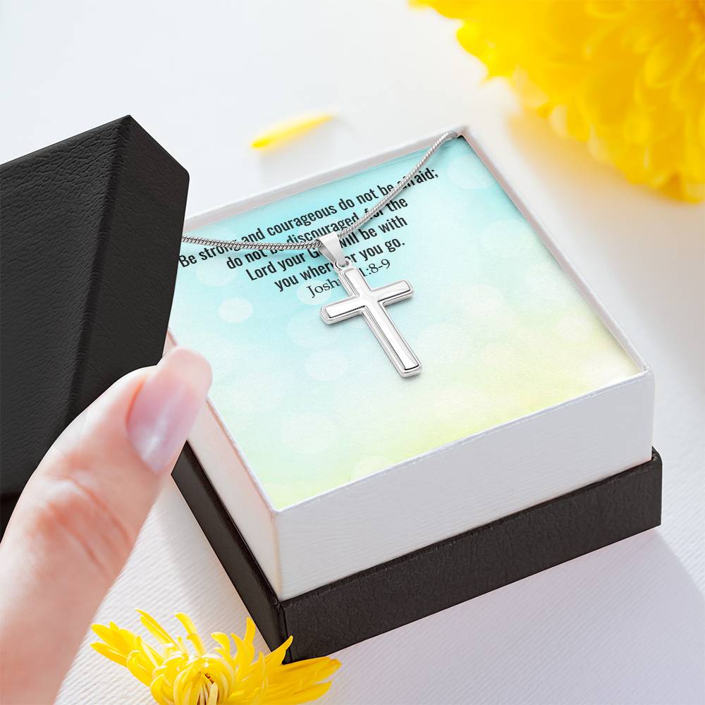 Verse - Joshua 1:8-9 - Artisan Cross Necklace