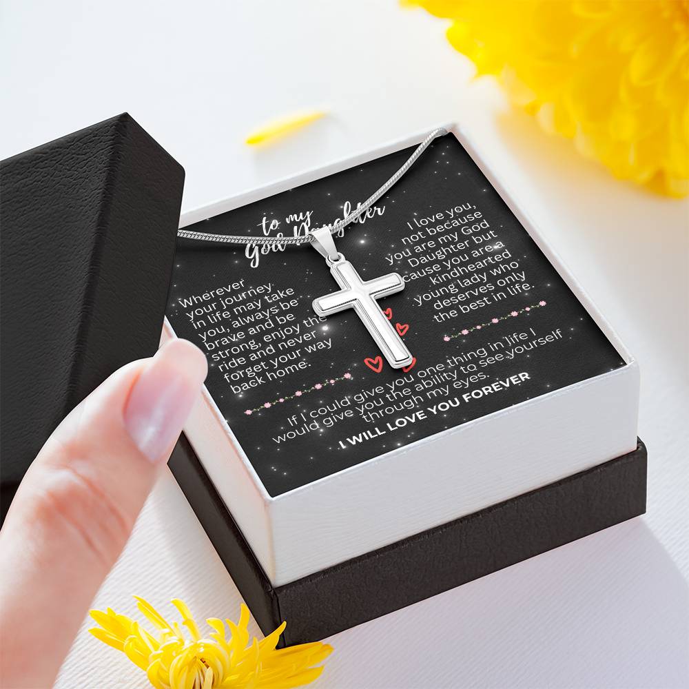 To God Daughter - Wherever your journey - Artisan Cross Necklace