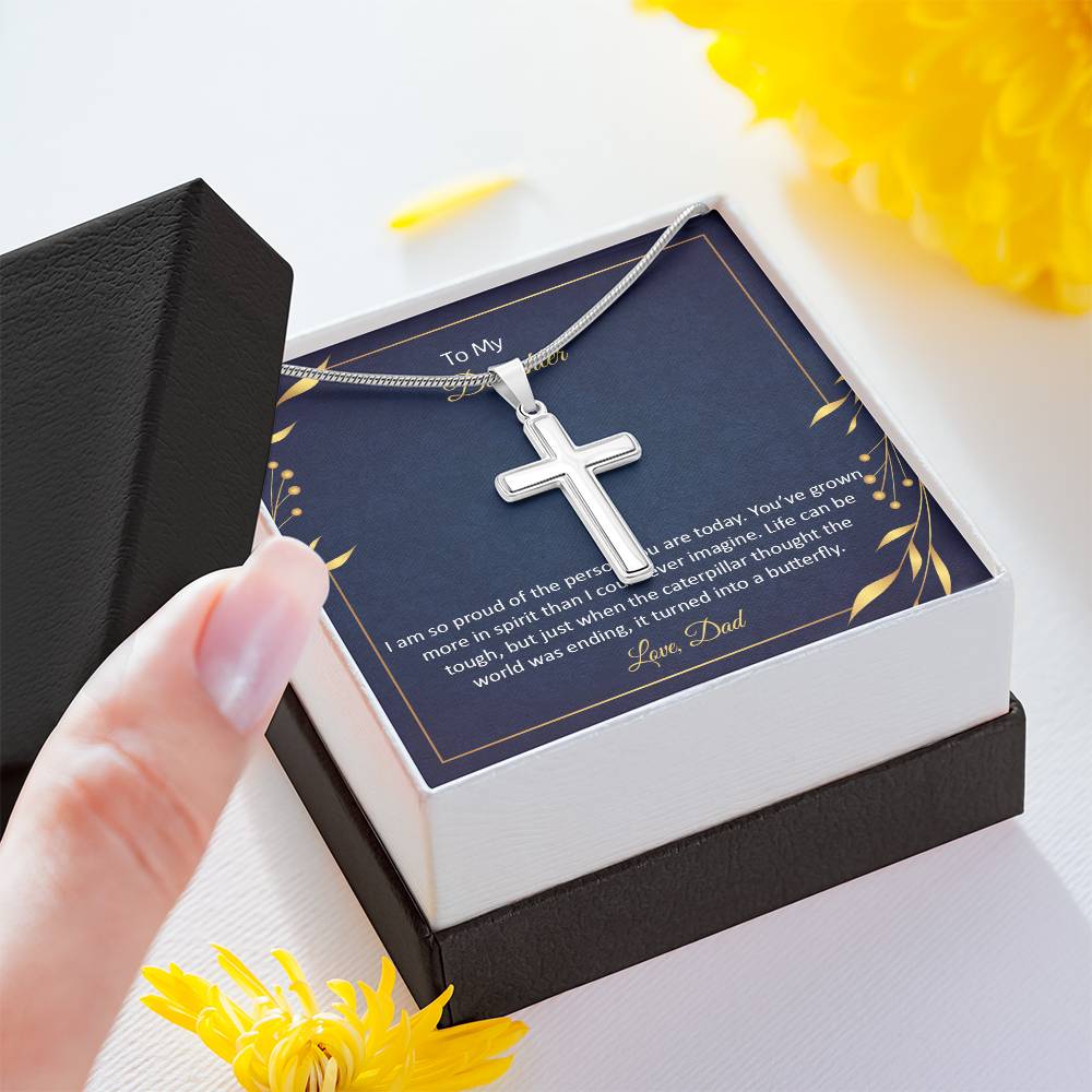 To Daughter - I am so proud - Artisan Cross Necklace