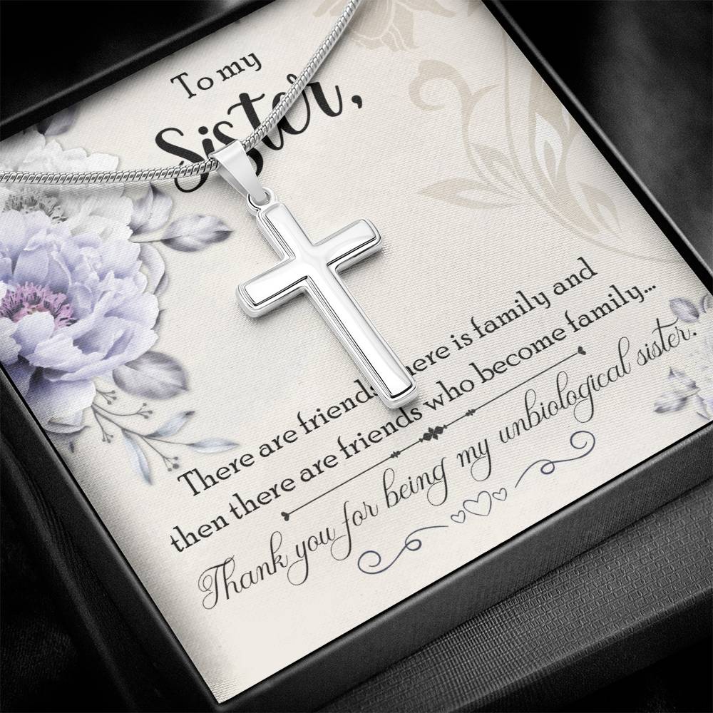 To Sister - There are friends - Artisan Cross Necklace