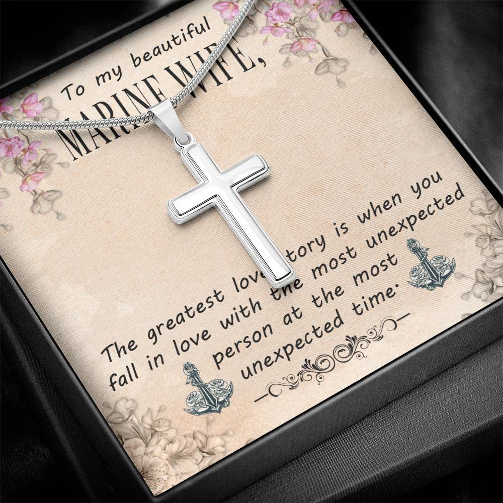 To Marine Wife - The greatest love story - Artisan Cross Necklace