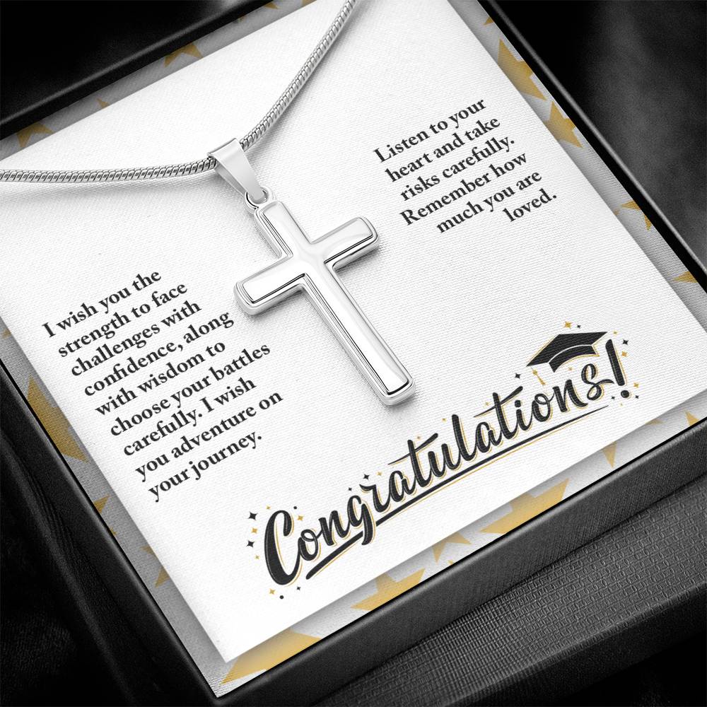 Graduation - I wish you the strength - Artisan Cross Necklace