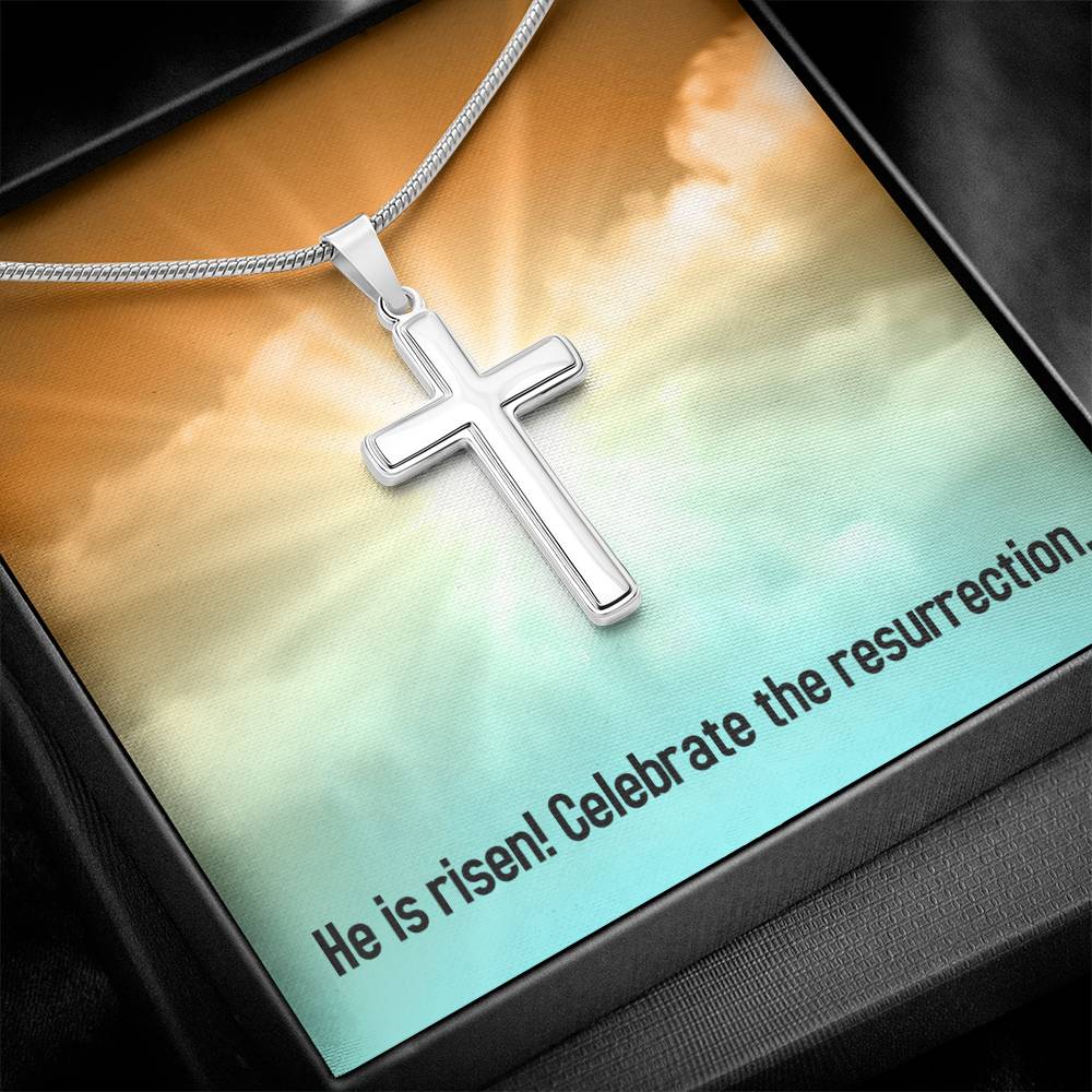 Easter - He is Risen - Artisan Cross Necklace