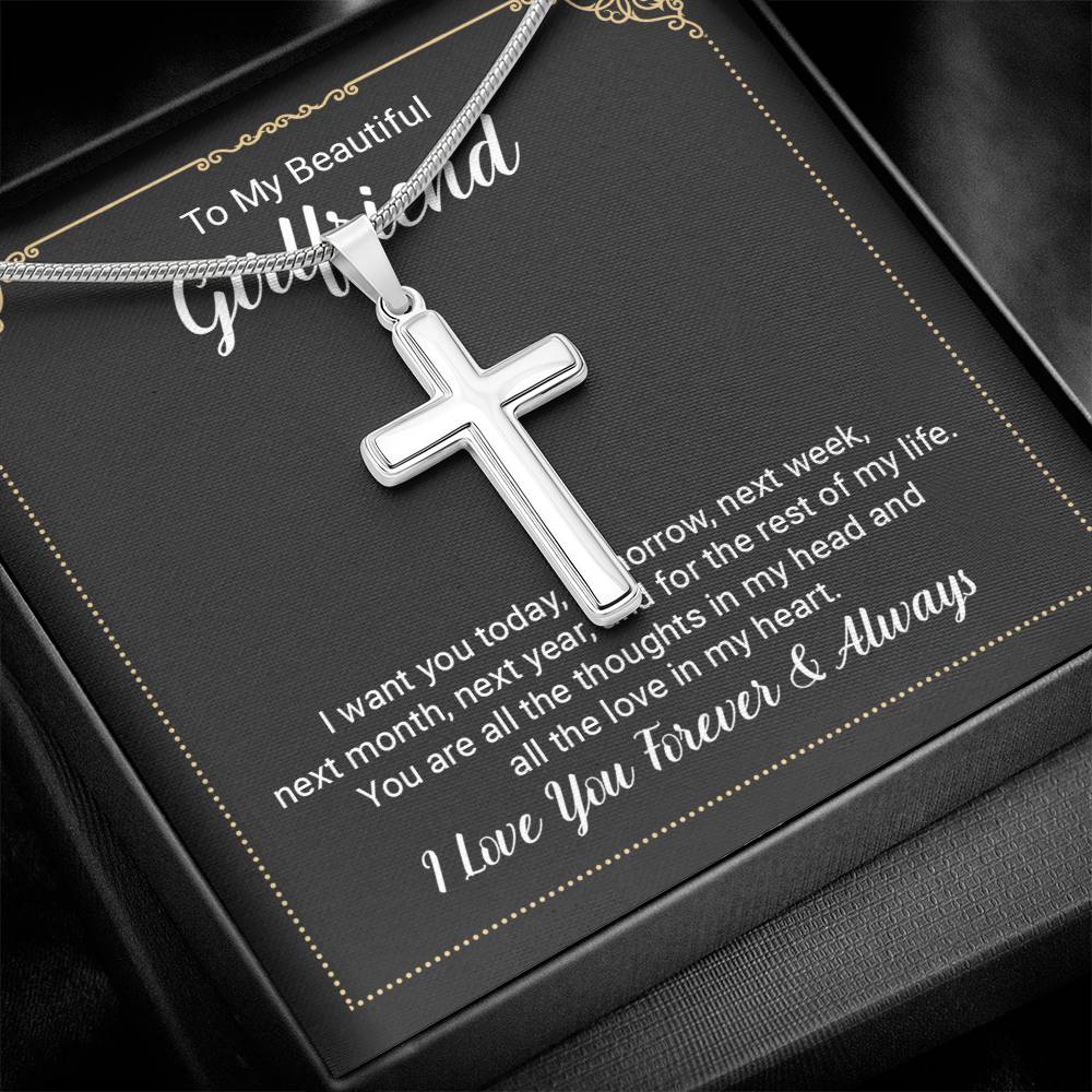 To Girlfriend - I want you today - Artisan Cross Necklace