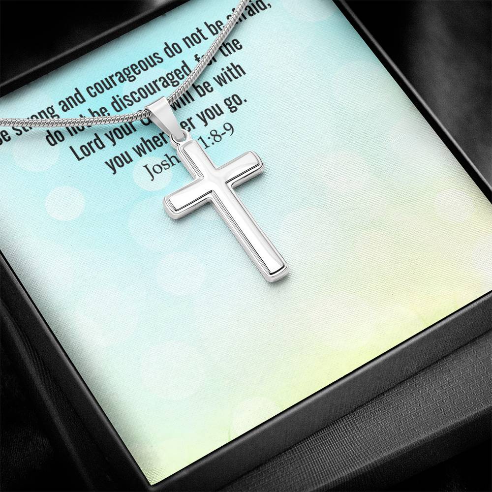 Verse - Joshua 1:8-9 - Artisan Cross Necklace