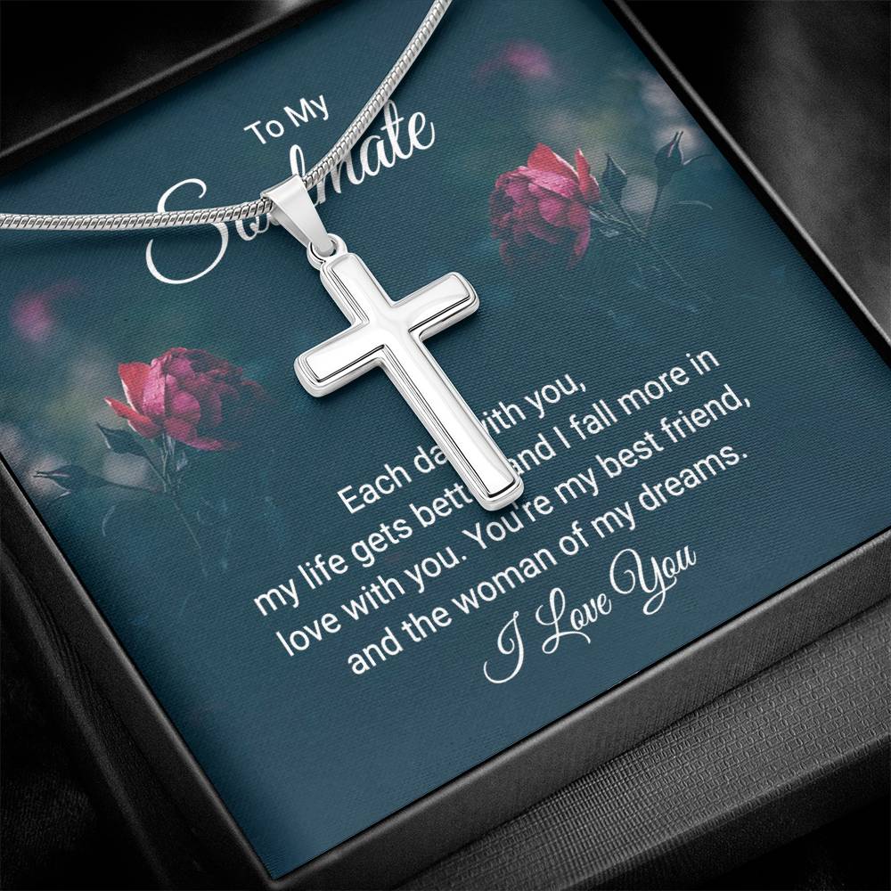 To Soulmate - Each day with you - Artisan Cross Necklace