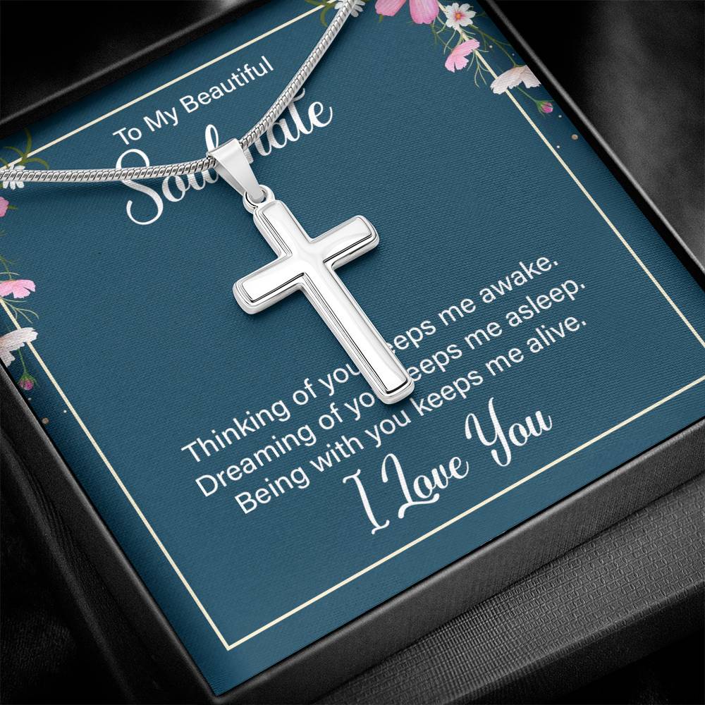 To Soulmate - Thinking of you - Artisan Cross Necklace