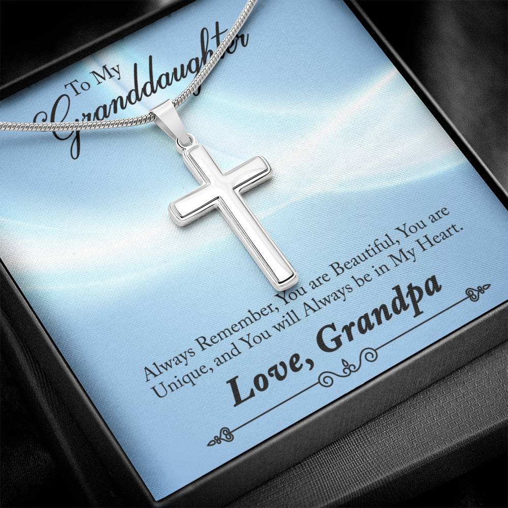 To Granddaughter - Always remember - Artisan Cross Necklace