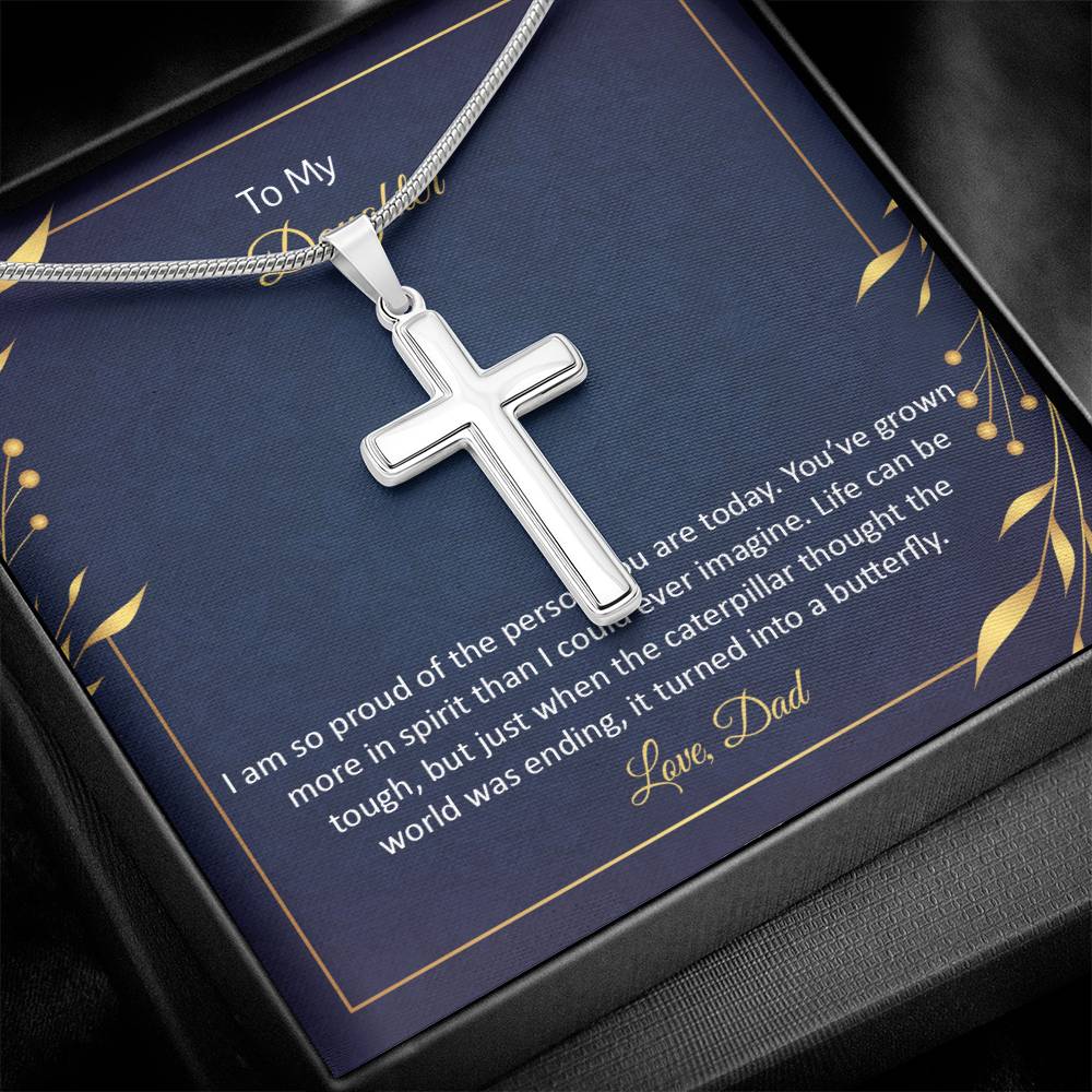 To Daughter - I am so proud - Artisan Cross Necklace