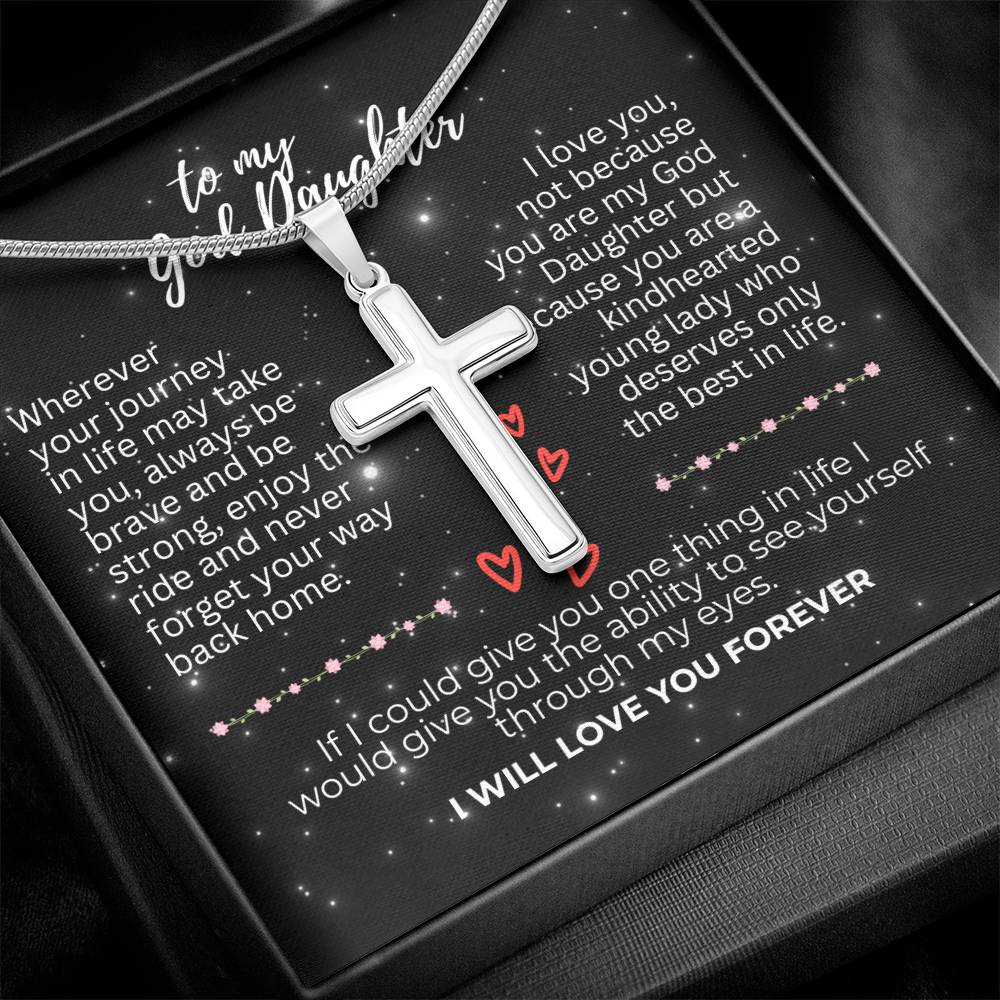 To God Daughter - Wherever your journey - Artisan Cross Necklace