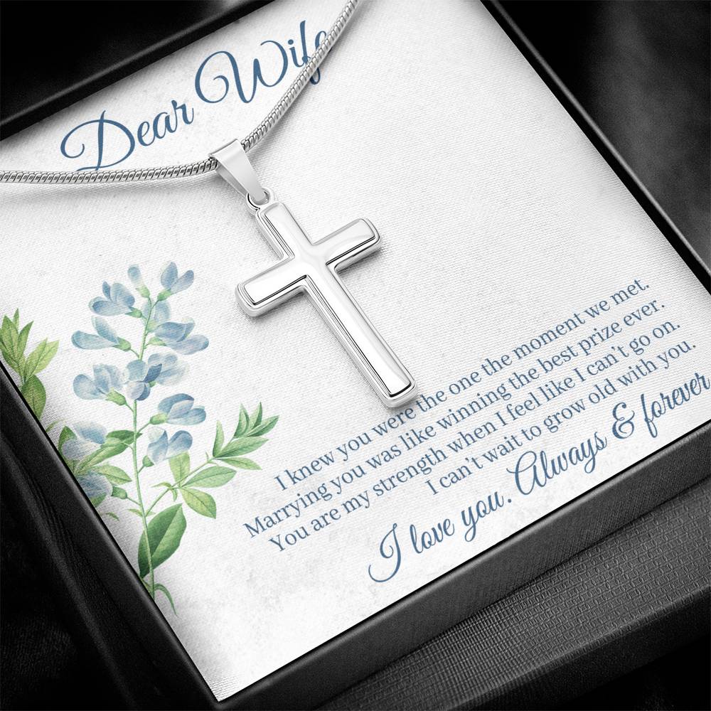 To Wife - I knew you were - Artisan Cross Necklace