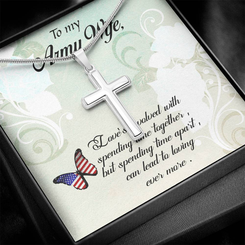 To Army Wife - Love's involved - Artisan Cross Necklace