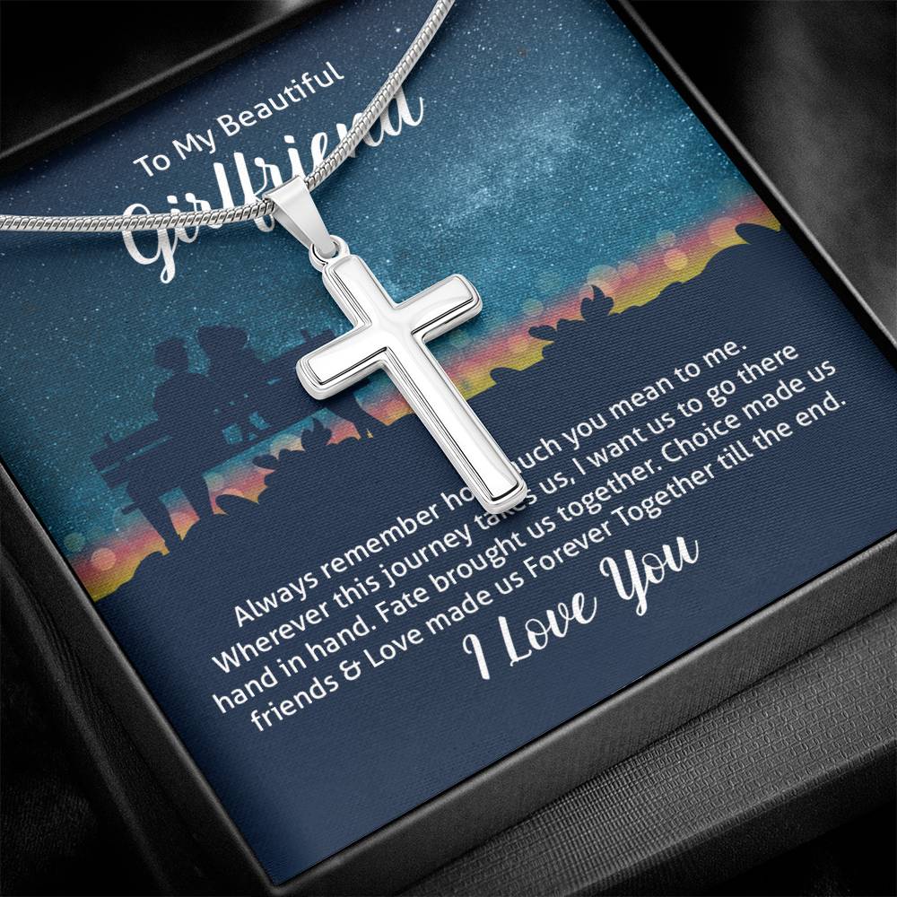 To Girlfriend - Always remember - Artisan Cross Necklace