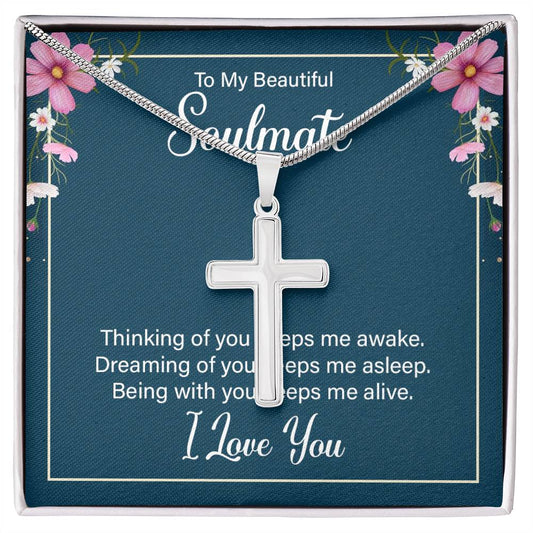 To Soulmate - Thinking of you - Artisan Cross Necklace