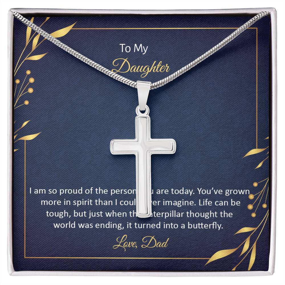 To Daughter - I am so proud - Artisan Cross Necklace