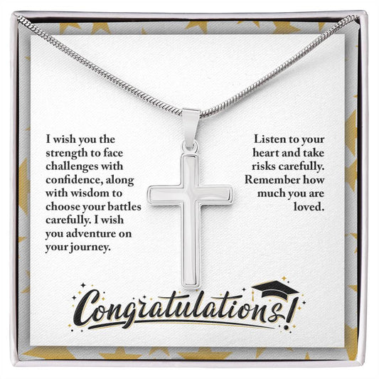 Graduation - I wish you the strength - Artisan Cross Necklace