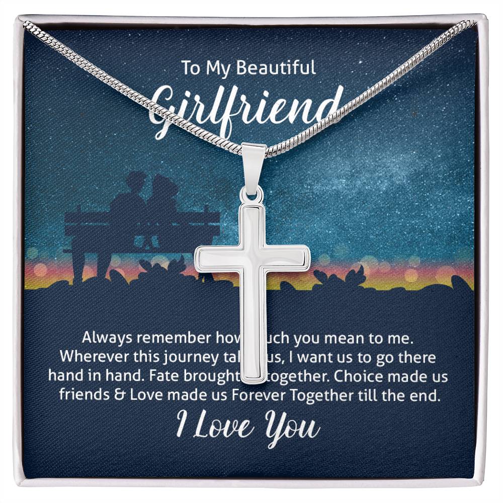 To Girlfriend - Always remember - Artisan Cross Necklace