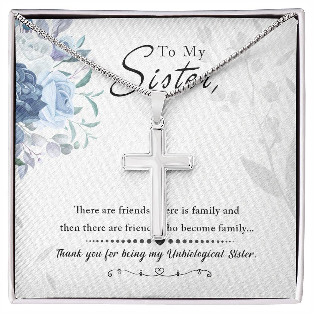 To Sister - There are friends - Artisan Cross Necklace