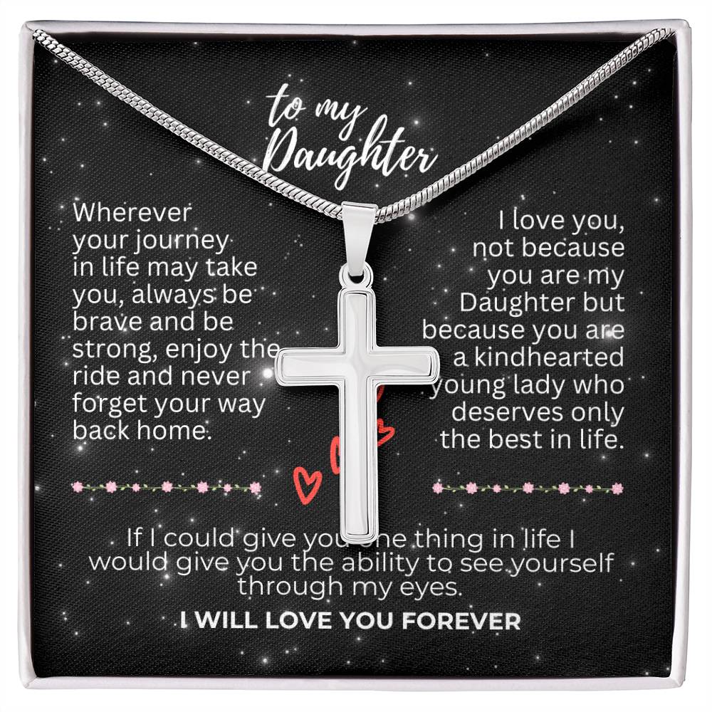 To Daughter - Wherever your journey - Artisan Cross Necklace