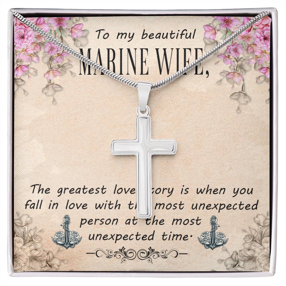 To Marine Wife - The greatest love story - Artisan Cross Necklace