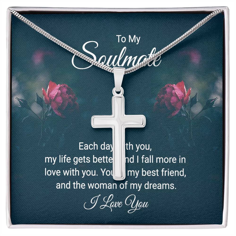 To Soulmate - Each day with you - Artisan Cross Necklace