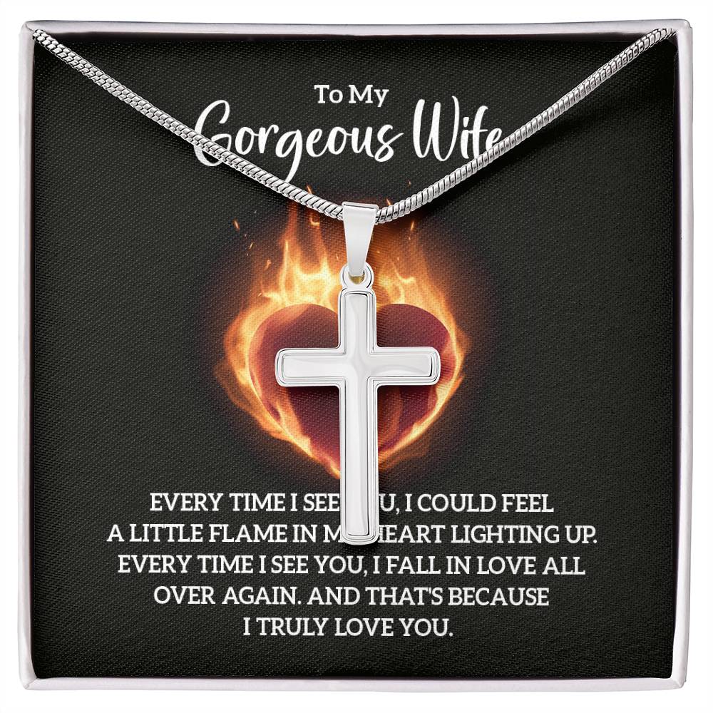 To Wife - Every time I see you - Artisan Cross Necklace