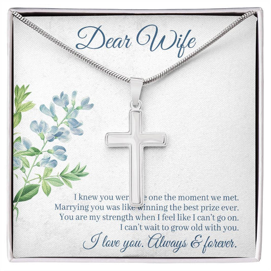 To Wife - I knew you were - Artisan Cross Necklace