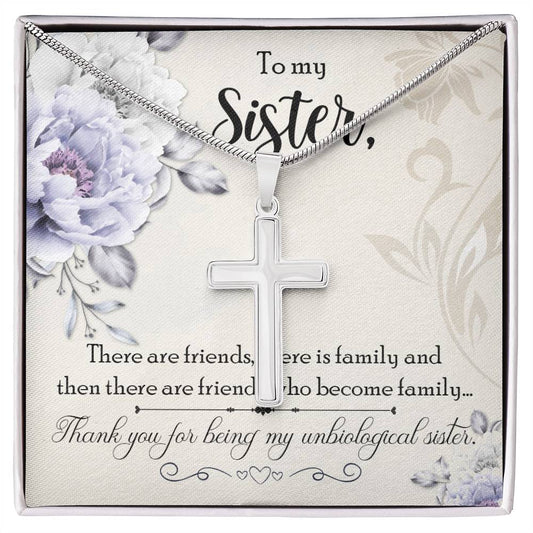 To Sister - There are friends - Artisan Cross Necklace