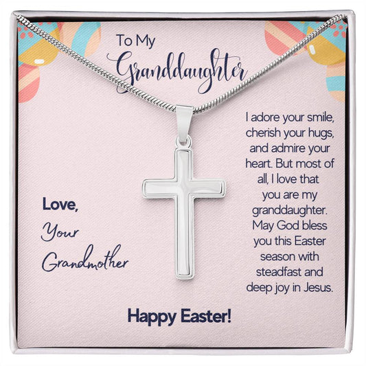 To Granddaughter - I adore your smile - Artisan Cross Necklace