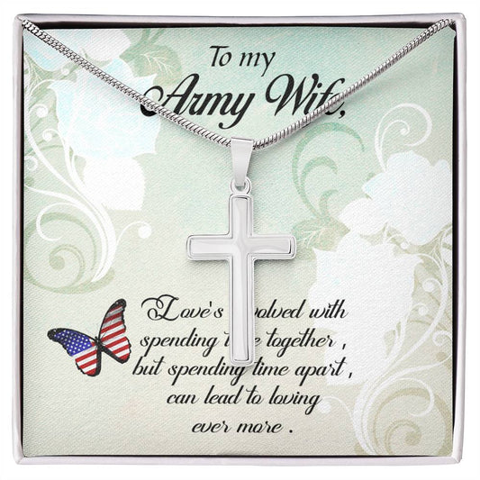 To Army Wife - Love's involved - Artisan Cross Necklace