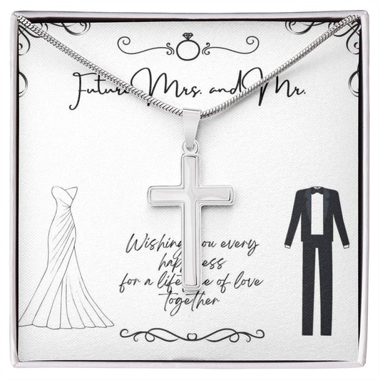 To Future Couple - Wishing you every happiness - Artisan Cross Necklace