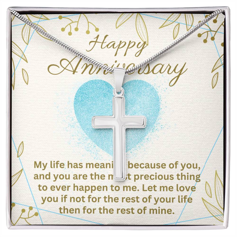 Anniversary - My life has meaning - Artisan Cross Necklace