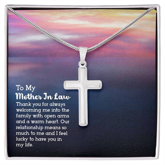 To Mother In Law - Thank you for always - Artisan Cross Necklace