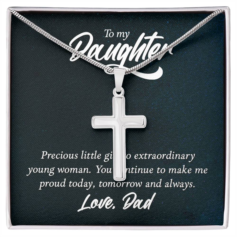 To Daughter - Precious little girl - Artisan Cross Necklace