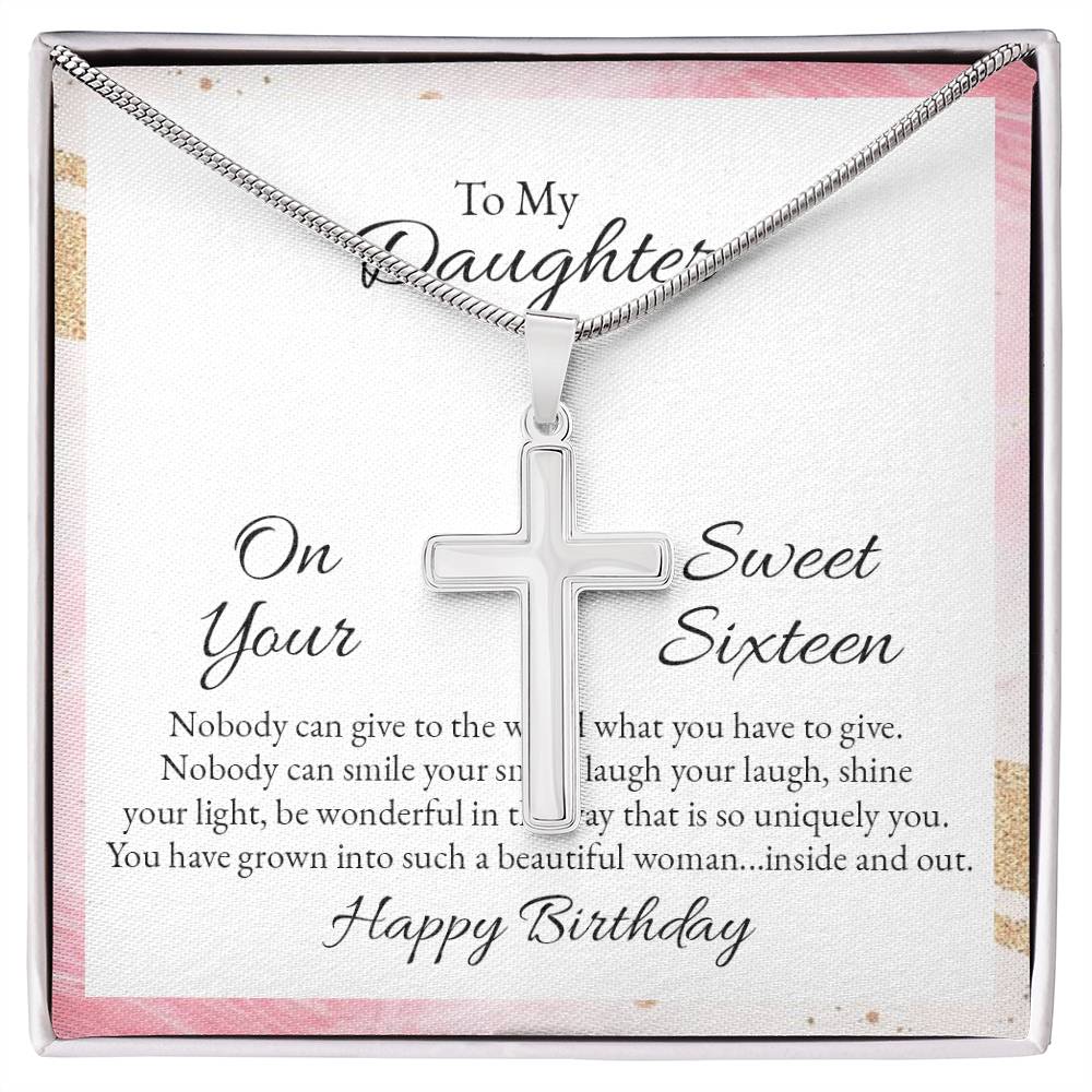 To Daughter - On your sweet sixteen - Artisan Cross Necklace