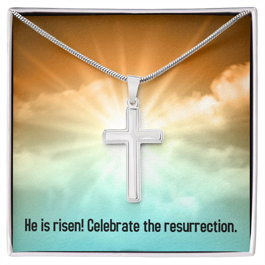 Easter - He is Risen - Artisan Cross Necklace