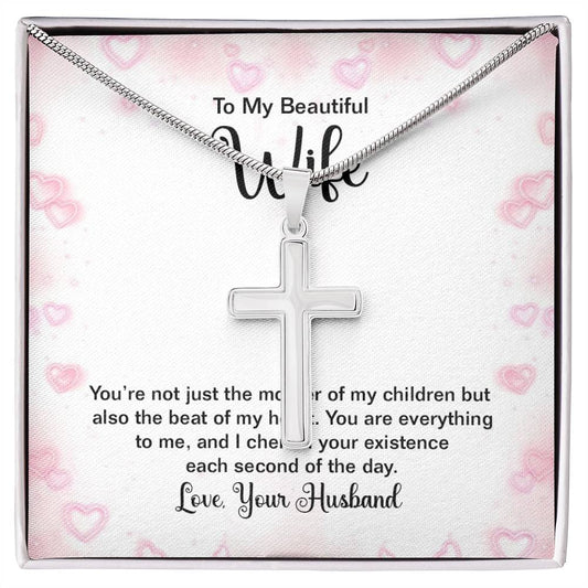 To Wife - You're not just - Artisan Cross Necklace