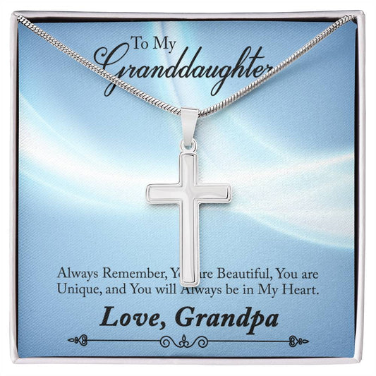 To Granddaughter - Always remember - Artisan Cross Necklace