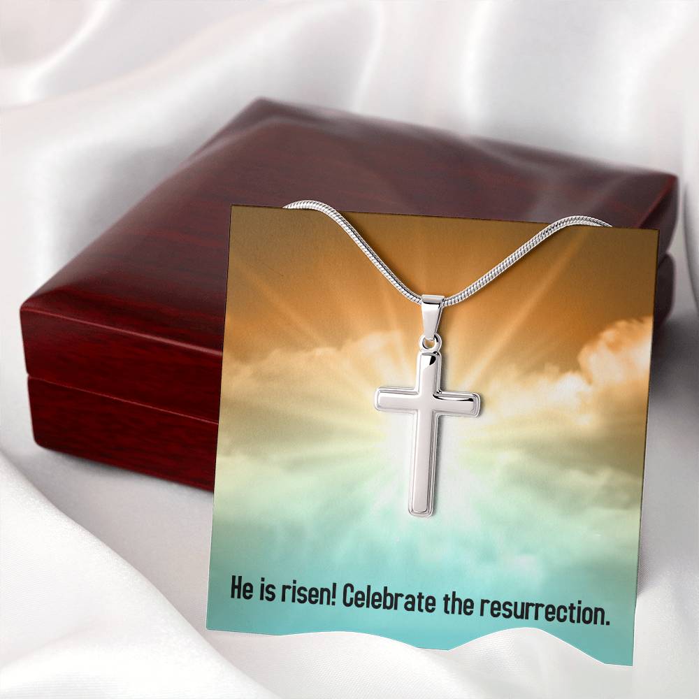 Easter - He is Risen - Artisan Cross Necklace